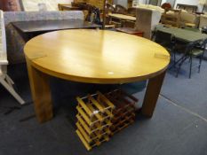 Large Solid Oak Circular Dining Table on Chunky Sq