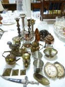 Copper and Brassware Including Candlesticks, Ornam