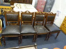 Set of Four Edwardian Mahogany Carved Back Dining