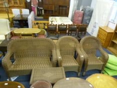 Three Piece Cane Conservatory Suite with Loose Cus