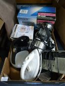 Box Containing Kitchenware, Kettle, Steam Iron, Eg