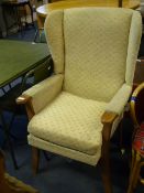 Light Brown Upholstered Wingback Armchair