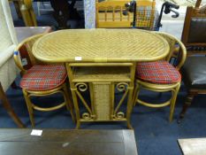 Cane & Wicker Table with Two Chairs