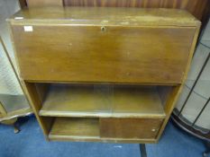 Oak Bureau with Sliding Glass Doors
