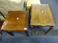 Indian Carved Teak Wood Side Table and a Walnut Ne