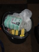 *Three Black Plastic Buckets and Assorted Sponges
