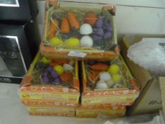 *Five Toy Vegetables in Packing Boxes