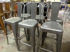 *Set of Six Tall Grey Metal Chairs