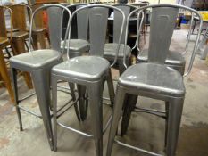 *Set of Six Tall Grey Metal Chairs