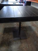 *Black Square Topped Pub Table on Metal Pedestal B