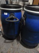 *Two Plastic Storage Barrels