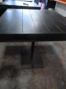 *Black Square Topped Pub Table on Metal Pedestal B