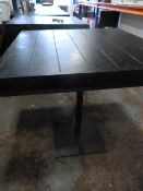 *Black Square Topped Pub Table on Metal Pedestal B