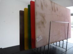 *Rack of Five Coloured Chopping Boards