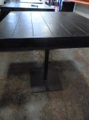 *Black Square Topped Pub Table on Metal Pedestal B