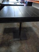 *Black Square Topped Pub Table on Metal Pedestal B