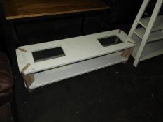 *Contemporary Style Table in White Gloss, Oak & Gl