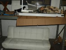 *High Gloss White Table & Faux Leather White Setee