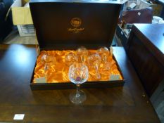 Webb Hand Cut Lead Crystal Glass Goblets 6 Pieces