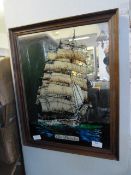 Framed Pub Mirror - Sailing Ship 