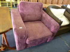 Purple Corduroy Upholstered Armchair