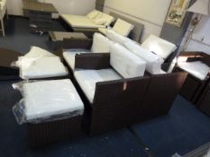 *Set of Four Rattan Cube Armchairs with Loose Cush