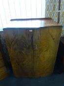 Walnut Veneered Bow Fronted Bedroom Cabinet with D