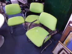 *Three Lime Green & Chrome Office Armchairs