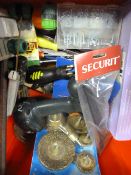 Box Containing Drills, Fittings, Wire Brush Set, e