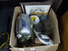 Box Containing Glassware, CD Walkman, Prints, etc.
