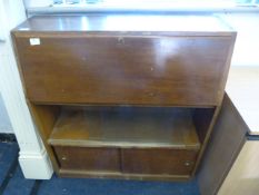 Oak Bureau with Glass Sliding Doors