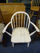 White Painted Ercol Stickback Armchair