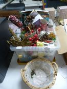Storage Tub Containing a Quantity of Christmas Dec