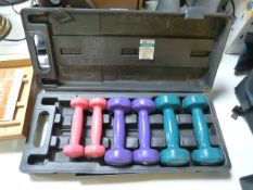 Cased Set of Dumbbell Weights (.5kg, 1kg and 1.k5g