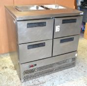 1 x Commercial 4-Drawer Salad Prep Unit - SU10CT - 86.5 x 72.5 x 85cm - Ref: HM205 - CL261 - Locatio