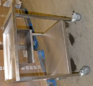1 x Wheeled Stainless Steel Prep Bench with Drain Hole - Dimensions: 81.5 x 60.5 x 88cm - Ref: MC117