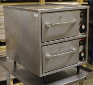 1 x Hatco Two Drawer Food Warmer With Mobile Table - 240v - Stainless Steel Finish - CL256 - Ref