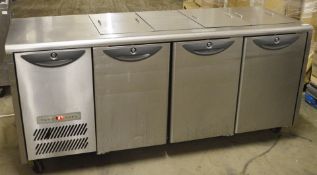 1 x Williams Three Door Counter Top Refrigerated Salad Prep Bench - Model HO3U - 240v - H86 x W188 x