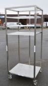 1 x Stainless Steel Bakery Trolley With 3 Wire Shelves - Features Basket Storage Area and Castor