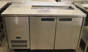 1 x Williams Two Door Counter Top Refrigerated Salad Prep Bench - Model HJC2SA Jade - 240v - H86 x