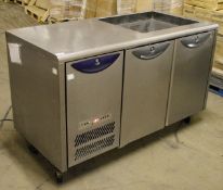 1 x Williams Three Door Counter Top Refrigerated Salad Prep Bench - Model HO3U - 240v - H86 x W142 x