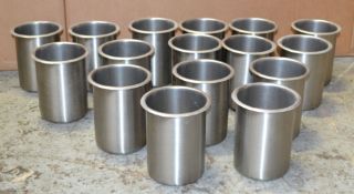16 x Stainless Steel Cutlery Holders - 14.5(h) x 12.5 (dia) cm - Ref: HM209 - CL261 - Location: Altr