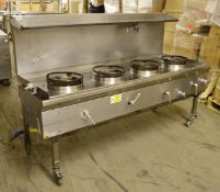 1 x Advanced Commercial Kitchens 4 Burner Oriental Wok Range - Gas Powered - Stainless Steel -