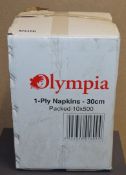 1 x Box of Olympia 1 Ply 30cm Napkins - Box Incluydes 10 Packs of 500 Napkins - New Stock -
