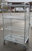 1 x Commercial Stainless Steel Four Tier Wire Storage Cage on Caster Wheels - Ideal For Refrigerated