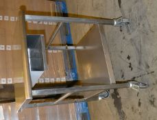 1 x Wheeled Stainless Steel Prep/Wrap Table - Dimensions: 60 x 62 x 88cm - Ref: MC136 - CL282 - Loca