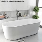 1 x Metro Freestanding WATERFALL Bath Filler Tap - Made From Solid Brass With A Hand Polished Chrome