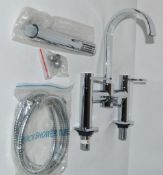 1 x Tall Basin Mono With Shower Handset And Hose – Used Commercial Samples – 30cm High - Boxed in