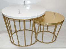 1 x Large Luxury Shop Display Mannequin Plinth - Conjoined Double-Plinth With Gold Coloured Metal