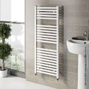 1 x OVAL Heated Towel Rail Radiator In White (TW27) - Unused Sealed Stock - Size: 1200 x 500mm -